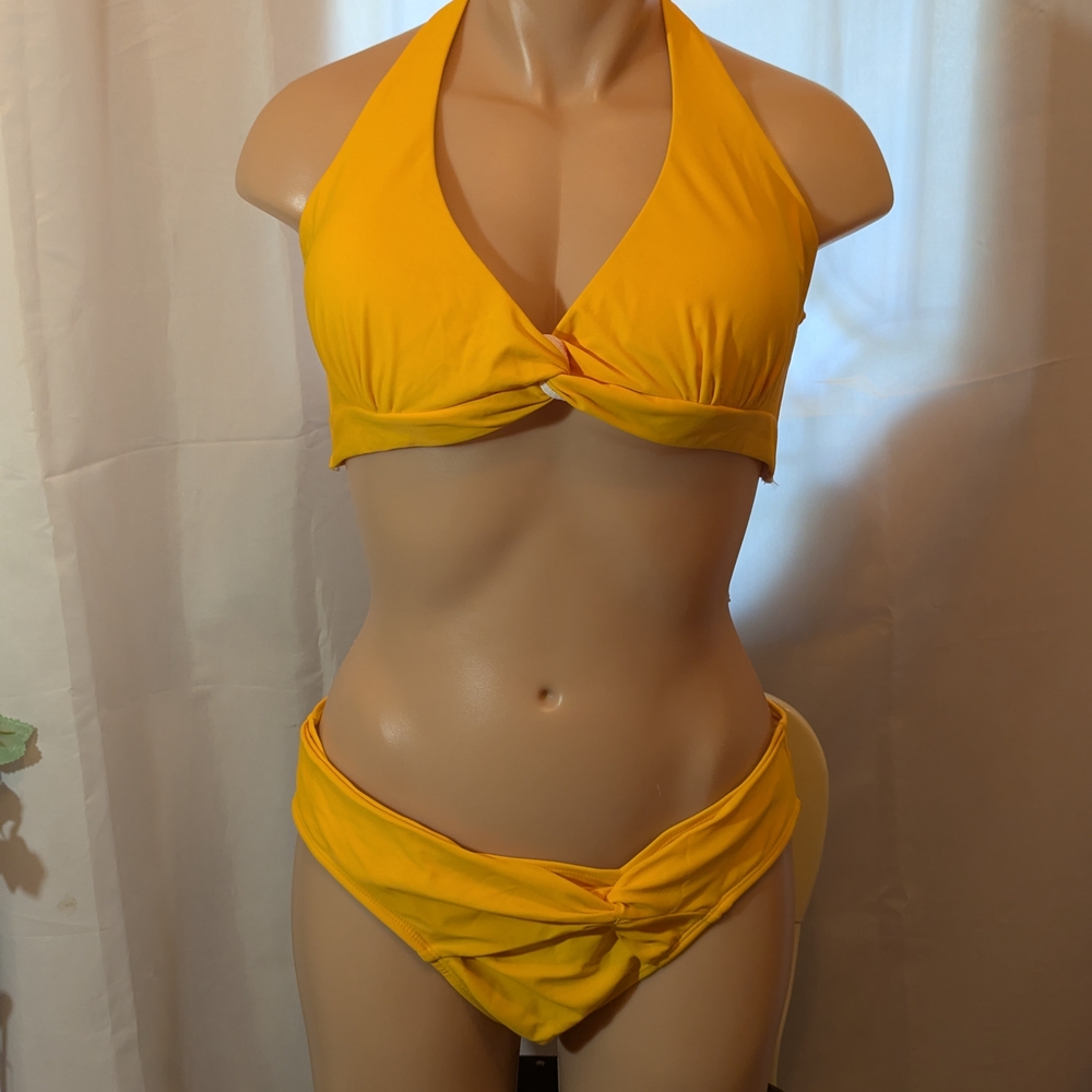 Yellow Halter Bikini Set With Sarong NWOT